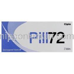 ピル-72  Pill-72, ミレーナ ジェネリック, レボノルゲストレル 0.75mg 錠 (Cipla) 箱