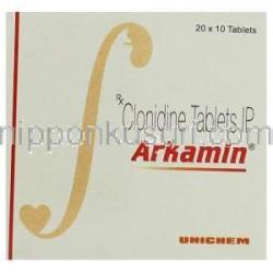 アルカミン, クロニジン 100mcg 錠 (Unichem) 箱