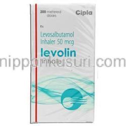 レボサルブタモール （ゼポネックス ジェネリック）, Levolin, 50mcg 吸入剤 (Cipla) 箱