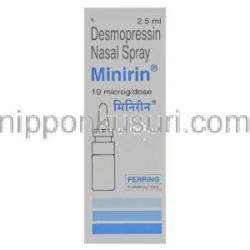 デスモプレシン酢酸塩, Minirin（ミニリン）0.1mg 2.5ml 鼻スプレー (Ferring)