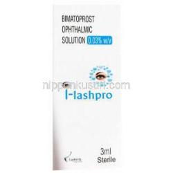 I-lashpro, Bimatoprost Eyedrop 0.03% 3ml, box front presentation