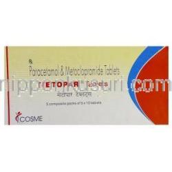 アセトアミノフェン/メトクロプラミド, メトパー METOPAR 500mg/ 5mg 錠 (COSME FARMA) 箱