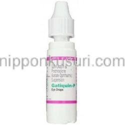 ガチフロキサシン / プレドニゾロン酢酸エステル, Gatiquin-P,  0.3% / 1% 5ML 点眼薬 (Okasa Pharma) ボトル