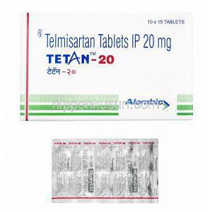 テタン (テルミサルタン) 20mg 箱、錠剤