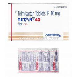 テタン (テルミサルタン) 40mg 箱、錠剤