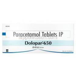 ドロパー, アセトアミノフェン（パラセタモール）,650mg, 錠剤, 箱表面