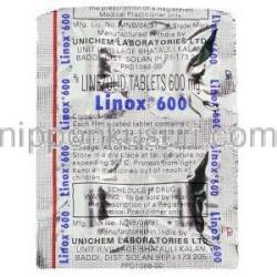 リネゾリド(ザイボックスジェネリック), Linex,  600MG 錠 (Unichem)　包装