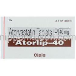 アトルバスタチン (リピトール ジェネリック) , Atorlip 40 mg 箱