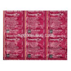 テネプリド, テネリグリプチン 20 mg, 錠剤,シート情報