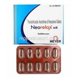 ネオレラックス MR (チオコルチコシド 4mg/ アセクロフェナク/ アセトアミノフェン) 箱、錠剤