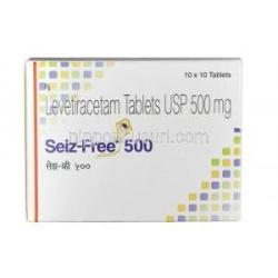 セイズフリー, レベチラセタム 500 mg, 錠剤, 箱表面