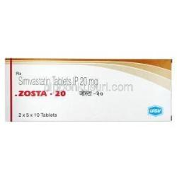ゾスタ,シンバスタチン 20 mg, 錠剤, 箱表面
