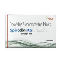 スピロディン AB, ドキソフィリン 400mg / アセブロフィリン 100mg, 錠剤, 箱表面