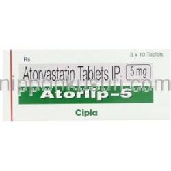 アトルバスタチン (リピトール ジェネリック) , Atorlip 5 mg 箱