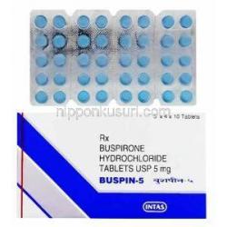 ジェネリック・バスパー, ブスピロン 5 mg 箱、錠