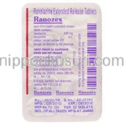 ラノラジン（慢性狭心症治療薬）, ラノゼックス Ranozex,　錠 包装