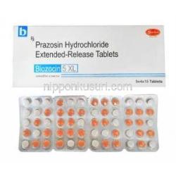 ビオゾシン (プラゾシン) 5mg 箱、錠剤