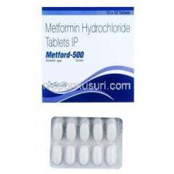 メトフォード-500, メトホルミン, 500mg,錠剤, 箱, シート表面