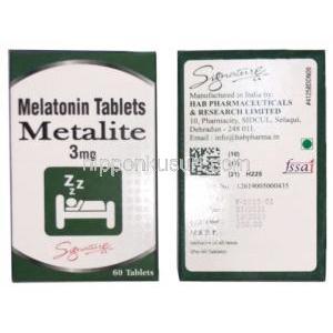 メタライト,メラトニン 3mg,錠剤, 箱情報