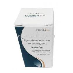 シタロン 100, シタラビン 100 mg(1mLあたり), 注射 1mL, 製造元：Celon, 箱裏面