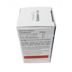 シタロン 100, シタラビン 100 mg(1mLあたり), 注射 1mL, 製造元：Celon, 箱情報, 成分, 保管方法