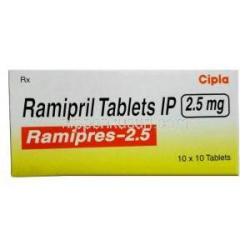 ラミプレス 2.5, ラミプリル 2.5 mg, 製造元：Cipla, 箱表面