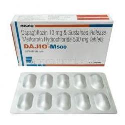 ダジオ M, ダパグリフロジン 10mg/ メトホルミン 500mg, 製造元：Micro Labs, 箱, シート
