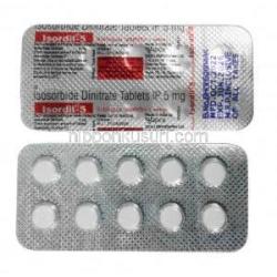 イソルディル-5, 二硝酸イソソルビド 5 mg, 製造元：Ipca Laboratories, シート表面, シート裏面