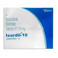 イソルディル-10, 二硝酸イソソルビド 10 mg, 製造元：Ipca Laboratories, 箱表面