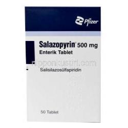 サラゾピリン, スルファサラジン( サラゾスルファピリジ 500mg, 製造元：Pfizer, 箱表面