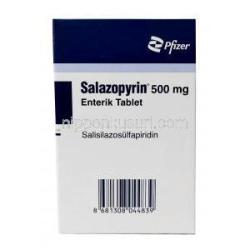 サラゾピリン, スルファサラジン( サラゾスルファピリジ 500mg, 製造元：Pfizer, 箱裏面