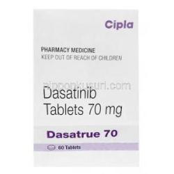ダサトゥルー, ダサチニブ 70 mg, 60 錠, 製造元：Cipla, 箱表面