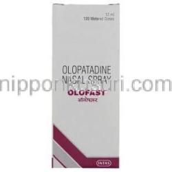 オロパタジン塩酸塩（パタネーゼジェネリック）, オロファーストOlofast 600mcg 点鼻薬 (Sun Pharma) 箱