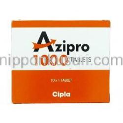 アジプロ Azipro, ジスロマック ジェネリック, アジスロマイシン  1,000mg (Cipla) 箱