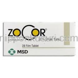 ゾコール Zocor, シンバスタチン 10mg 錠 (MSD) 箱