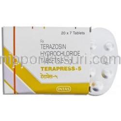 テラプレス Terapress, ハイトラシン ジェネリック, テラゾシン 2mg 錠 (Abbott India)