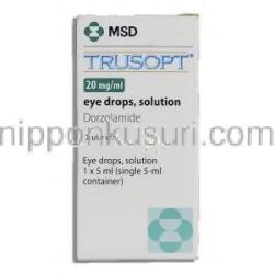 トルソプト Trusopt, ドルゾラミド 2% x 5ml 点眼液 (MSD) 箱