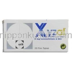 ザイザル Xyzal, 塩酸レボセチリジン 5mg 錠 (UCB Pharma) 箱