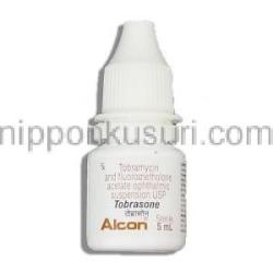 トブラゾン Tobrasone, フルオロメトロン /  トブラマイシン配合, FML-T,  5ml 点眼薬 (Alcon) ボトル