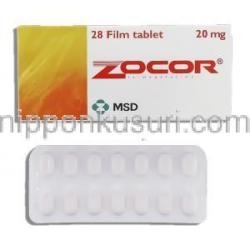 ゾコール Zocor, シンバスタチン 20mg 錠 (MSD)