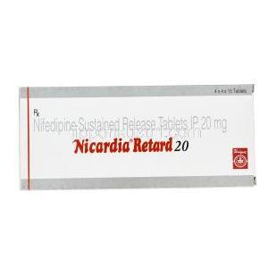 ニカラディアリタート 20,  プロ カルディアジェネリック，ニフェジピン 20mg 徐放性錠　