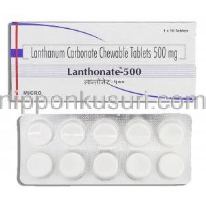 ランゾネート Lanthonate, ホスレノール ジェネリック, 炭酸ランタン 500mg 錠 (Micro Labs)
