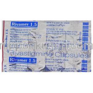 酒石酸リバスチグミン（ジェネリック・エクセロン）, Rivamer, 1.5mg 錠 (Sun Pharma) 包装裏面