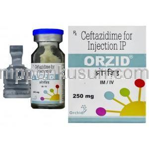セフタジジム Orzid, 注射 250 mg 注射＆箱