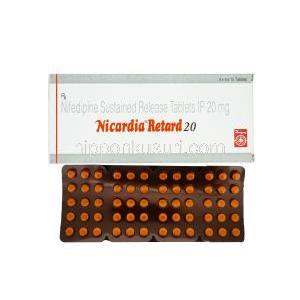 ニカラディアリタート 20,  プロ カルディアジェネリック，ニフェジピン 20mg 徐放性錠