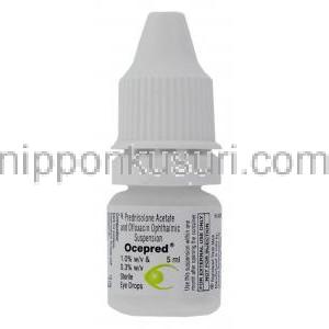 酢酸プレドニゾロン / オフロキサシン, Ocepred, 1% w/v＆ 0.3% w/v 5ML 点眼薬 (Sun pharma) ボトル