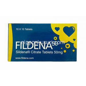バイアグラジェネリック,　シルデナフィル,50mg 100錠,　箱表面