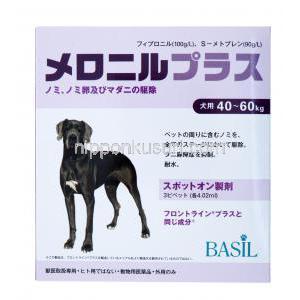 メロニルプラス　犬用,　フィプロニル＋S-メトプレン　40kgs-60kgs　超大型犬用,　箱表面