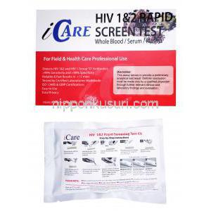 i Care HIV(エイズ)検査キット,　箱,　包装　情報