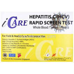 iCare C型肝炎試験キット,箱裏面情報